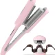 Waver Curling Iron Hair Crimper - TYMO ROVY Beach Waves Curling Wand, Ionic Deep Waver Hair Curler Tool with Ceramic 3 Barrel for Women, Dual Voltage, Anti-Scald, Easy to Use, 1.25 Inch, Pink